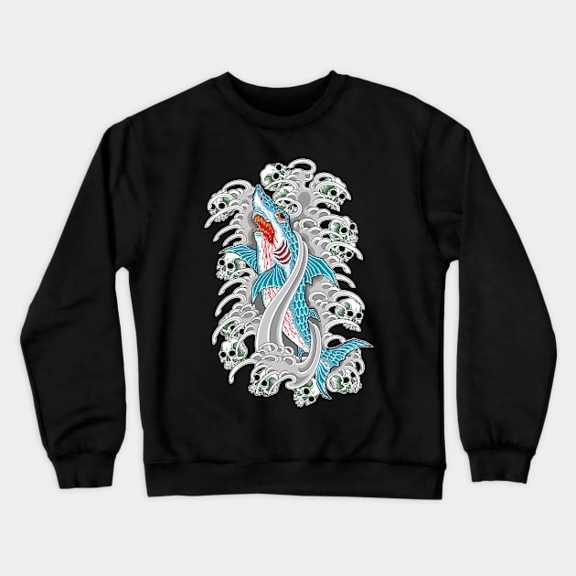 Shark N' Skulls Crewneck Sweatshirt by JR Tattoos